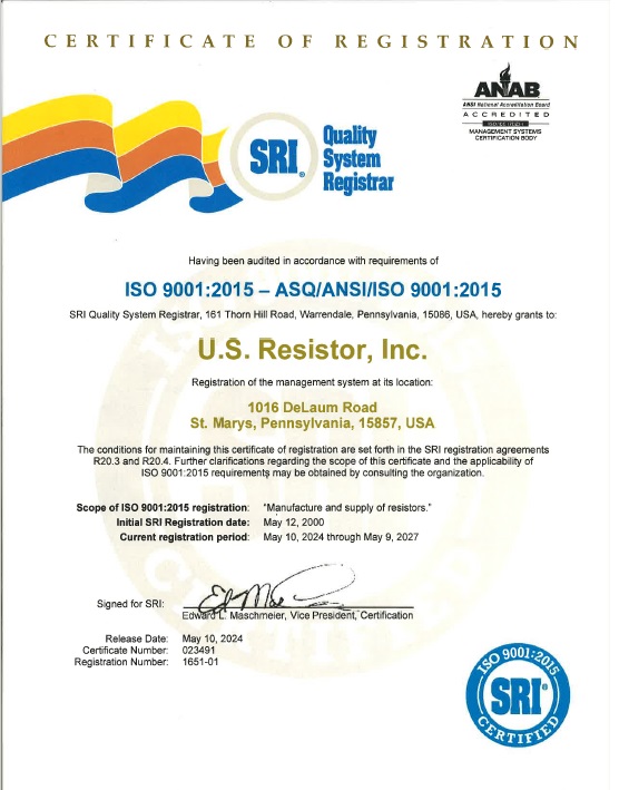 USR ISO Certificate 2024 2027